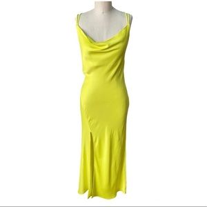 NWT Zara Satin yellow dress with slit